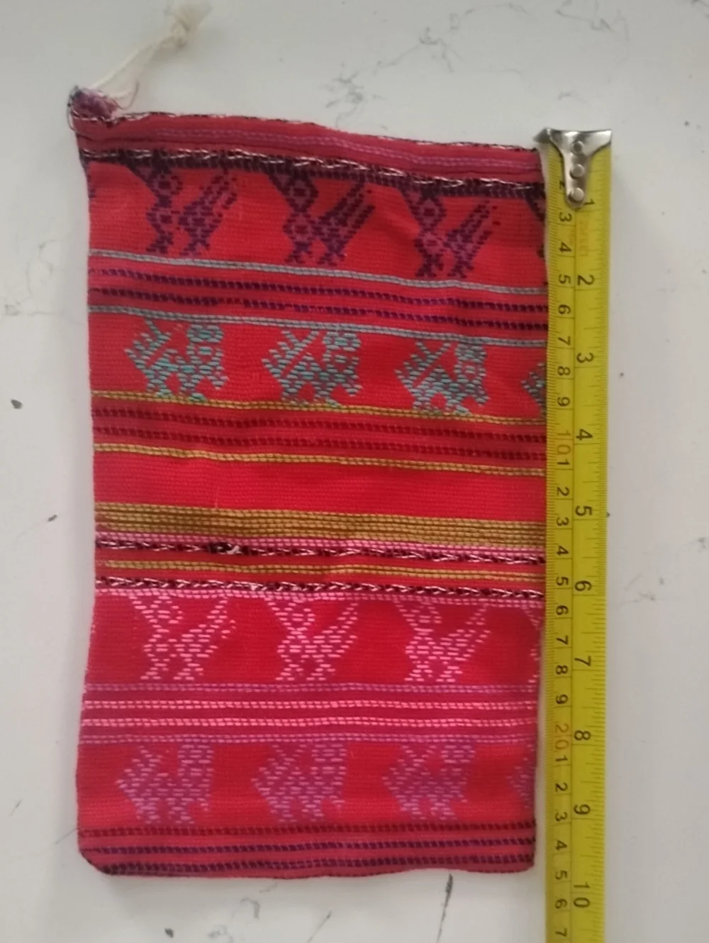 Handwoven Red & Pink Ethnic Zip Pouch